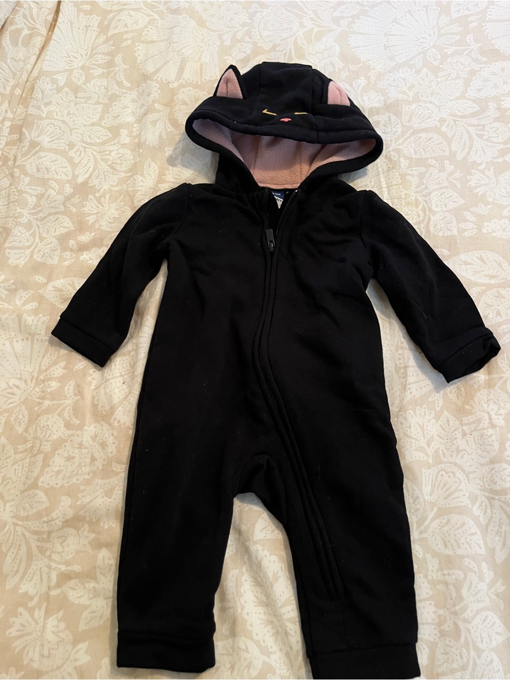 Old Navy Black Hooded Baby One-Piece with Pink Ear Accents